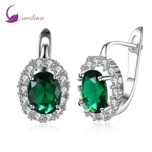 Модные серьги-гвоздики, новинка, фирменный дизайн, белые фианиты, зеленый Фианит, серебряные серьги для женщин, ювелирное изделие E2067