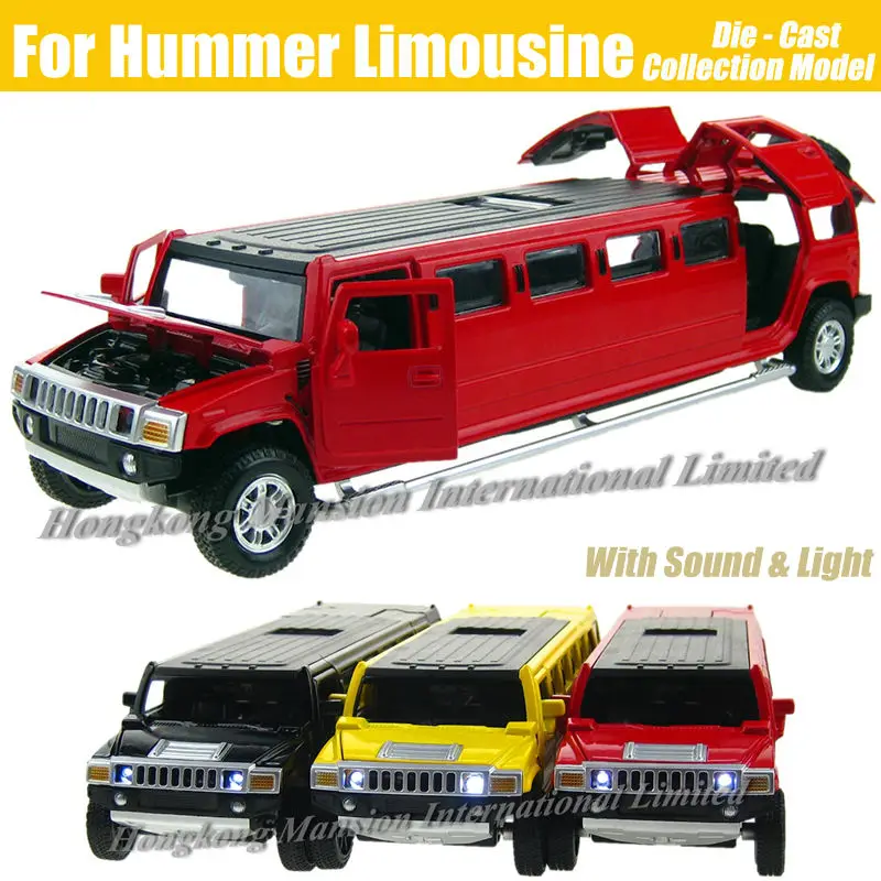 1:32 Масштаб сплав Металл литье под давлением модель автомобиля для Hummer Расширенный лимузин роскошный Грузовик Коллекция внедорожник звук и светильник игрушки