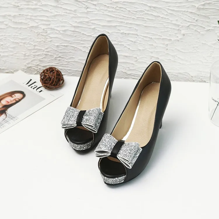 

Big Size 9 10 11-14 ladies summer platform sandals women shoes woman Bow sequined platform shallow mouth fish mouth