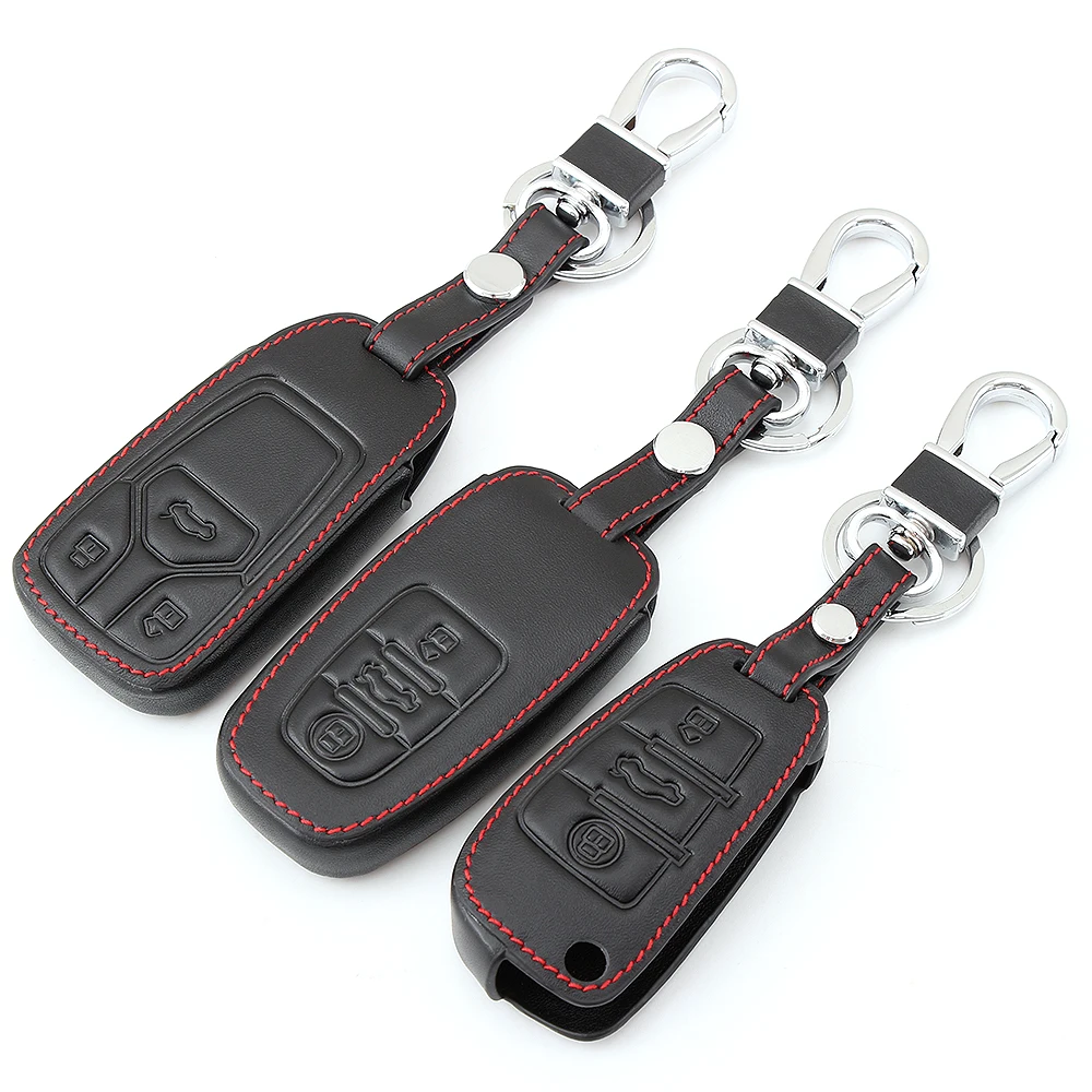 

Genuine Leather Remote Smart Car Key Case Cover For Audi B6 B7 B8 A4 A5 A6 A7 A8 Q5 Q7 R8 TT S5 S6 S7 S8 Key Shell Bag for Audi