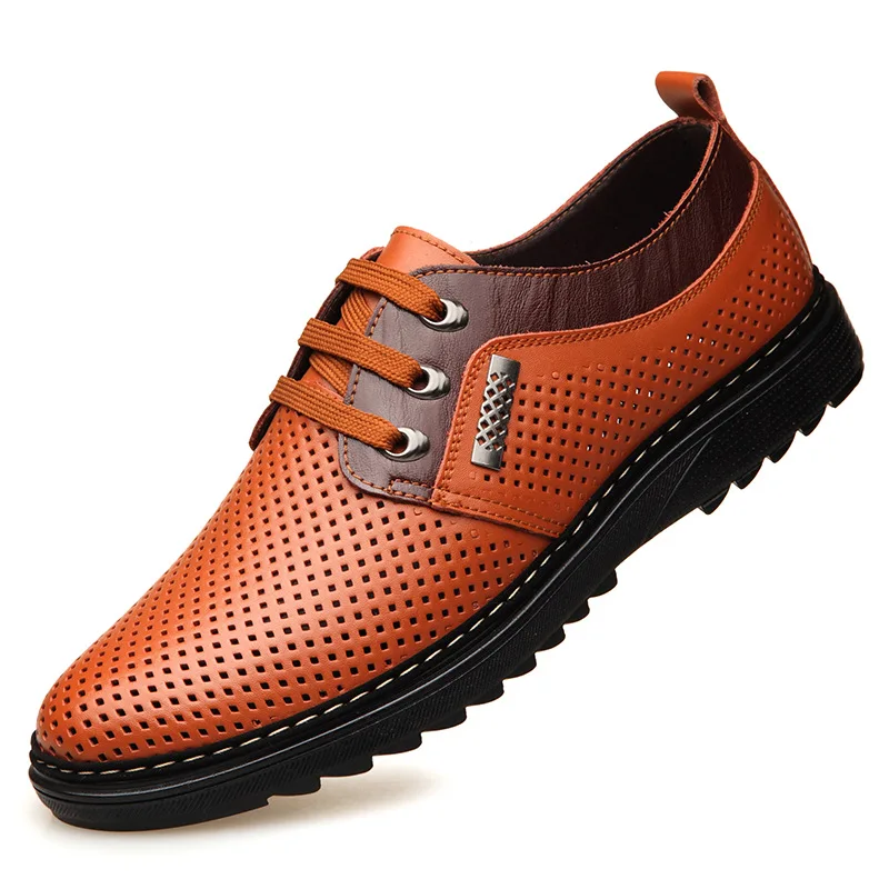 

Men 'S Business Casual Breathable Hollow Leather Shoes Soft Bottom Leisure Men's Spring Middle-aged Genuine Leather Explosion