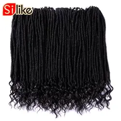 Silike Faux locs вьющиеся плетеные пряди 14 18 дюймов мягкие натуральные синтетические волосы расширение 24 подставки/упаковка богиня искусственные