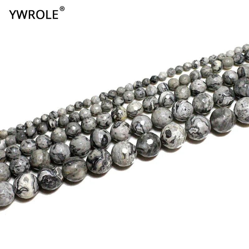 

AAA+ Faceted Map Jaspers Natural Round Stone Beads For Jewelry Making DIY Bracelet, Necklace 4/ 6/8/10/12 mm Strand 15.5''