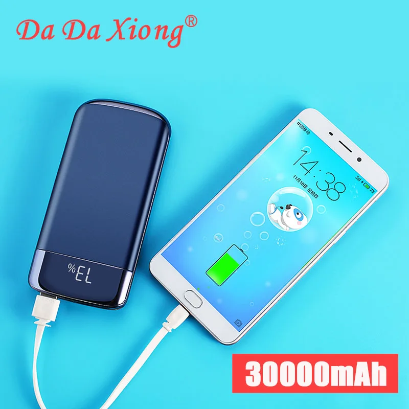 

2019 30000mah Power Bank External Battery PoverBank LED Powerbank Portable 2 USB Mobile phone Charger for Xiaomi MI iphone X