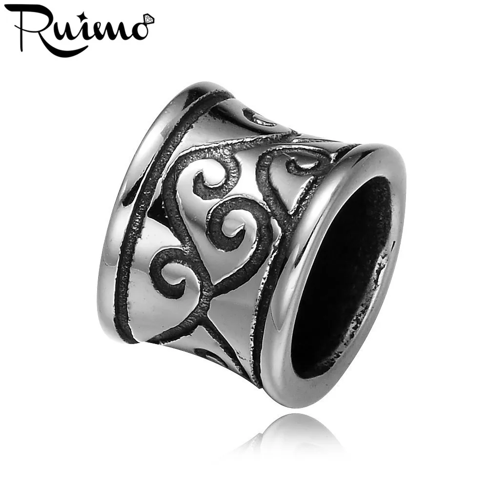 

RUIMO Tibetan Style Stainless Steel 8mm Big Hole Beads Accessories For DIY Men Women Charms Bracelet Jewelry Findings Wholesale