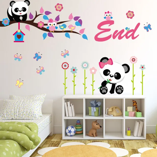 Panda de Bambú de dibujos animados Pegatinas de Pared Para Niños