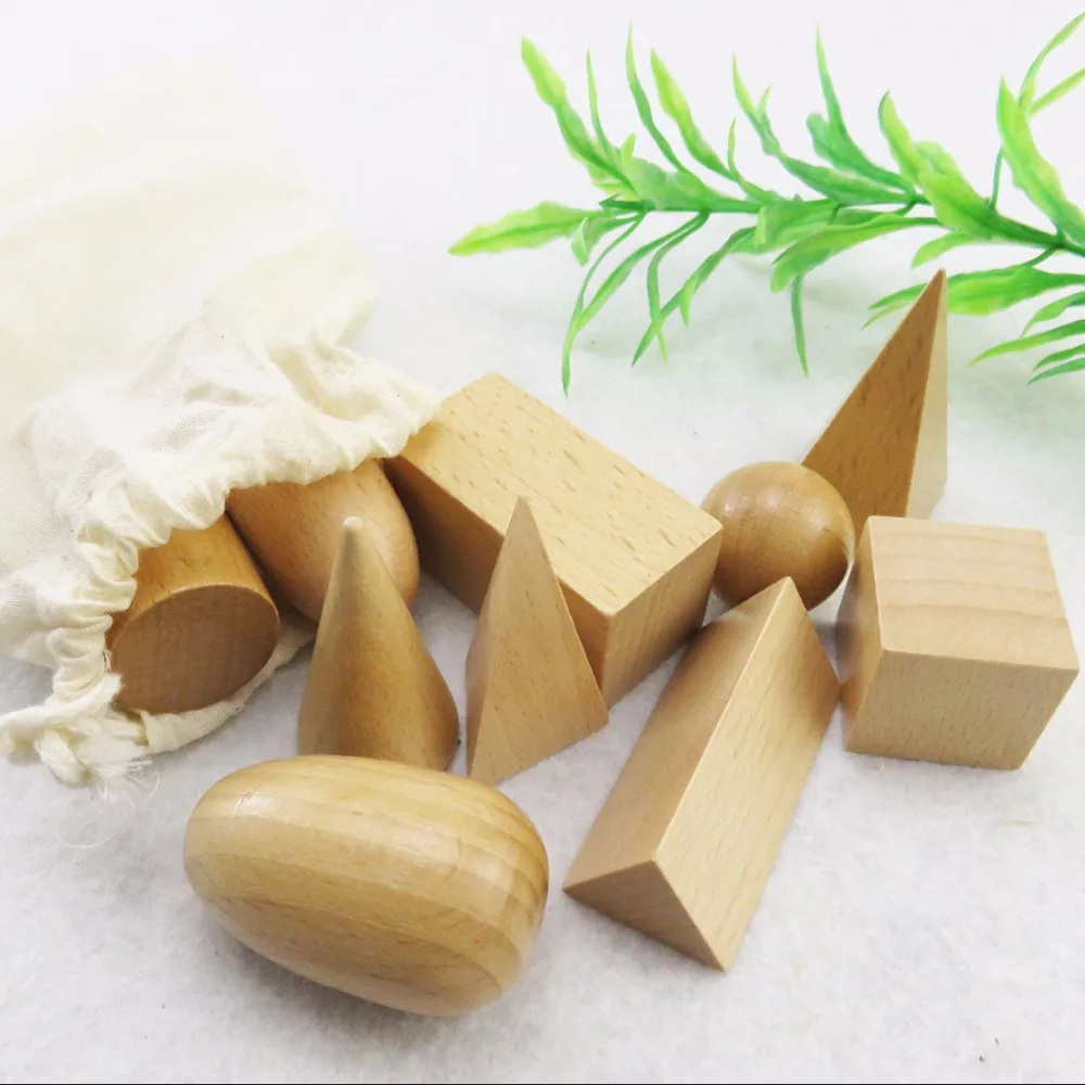 

Candice guo wooden toy wood block Montessori game baby learning shape kindergarten educational secret gift package bag 10pcs/bag