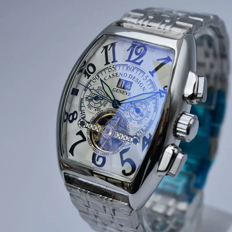 CASENO Tourbillon Скелет автоматические механические мужские часы лучший бренд класса люкс военные спортивные часы из нержавеющей стали мужские часы