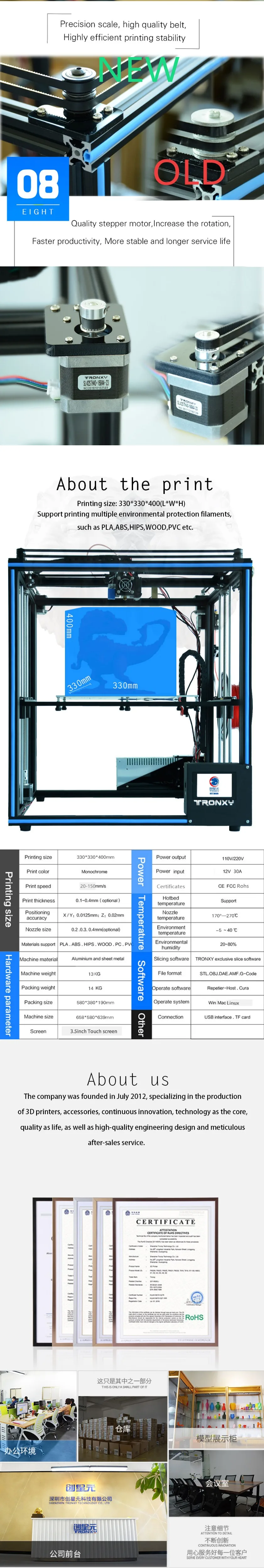 Новейший Tronxy 3d принтер X5SA-400 высокая точность быстрая скорость Сборка DIY принтер с сенсором 3,5 дюймов сенсорный экран