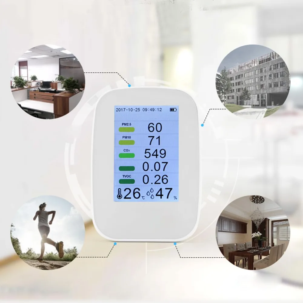 PM2.5 HCHO TVOC тестер CO2 метр монитор тестер многофункциональный детектор качества воздуха детектор газа