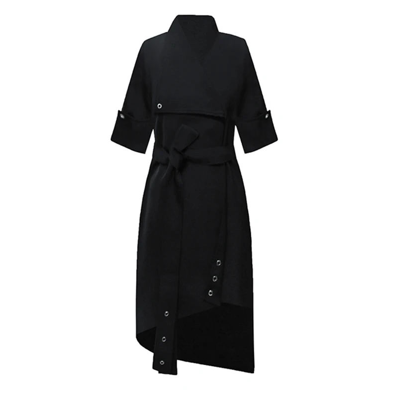 TWOTWINSTYLE асимметричное женское платье с большим воротником лацканами и поясом