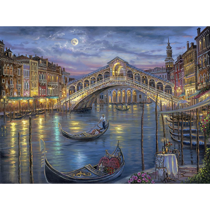 

5D Diamond Embroidery Venice City Landscape Diamond Painting Bridge and Boat Cross Stitch The Paintings of Rhinestone Scenery YY