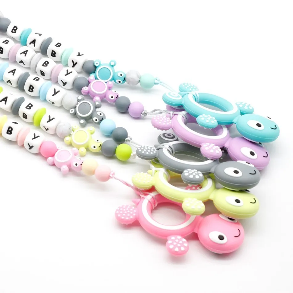 Personal Custom Personalized Pacifier Clip Silicone Tortoise Pendant Baby Teething Nursing Dummy Chain