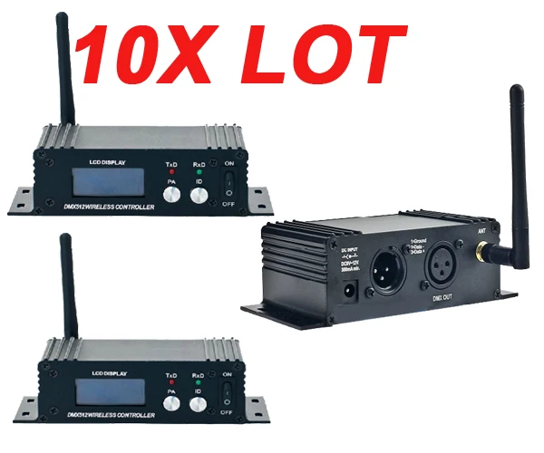

10X FEDEX Shipping 400M Distance 2.4GHz LCD Display DMX512 Wireless Transmitter/ Receiver For Stage Wireless Light