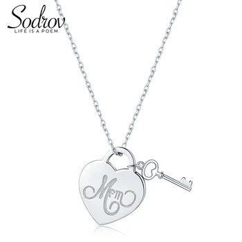 

Sodrov 925 Sterling Silver Sweet Key of Heart Lock Link Chain Women Necklaces & Pendants