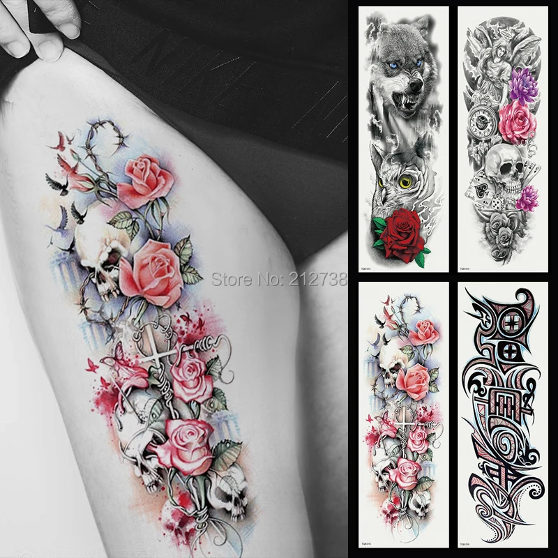 

1PC Waterproof Temporary Tattoo Sticker full arm large size robot arm tatto flash tatoo fake tattoos sleeve for men women