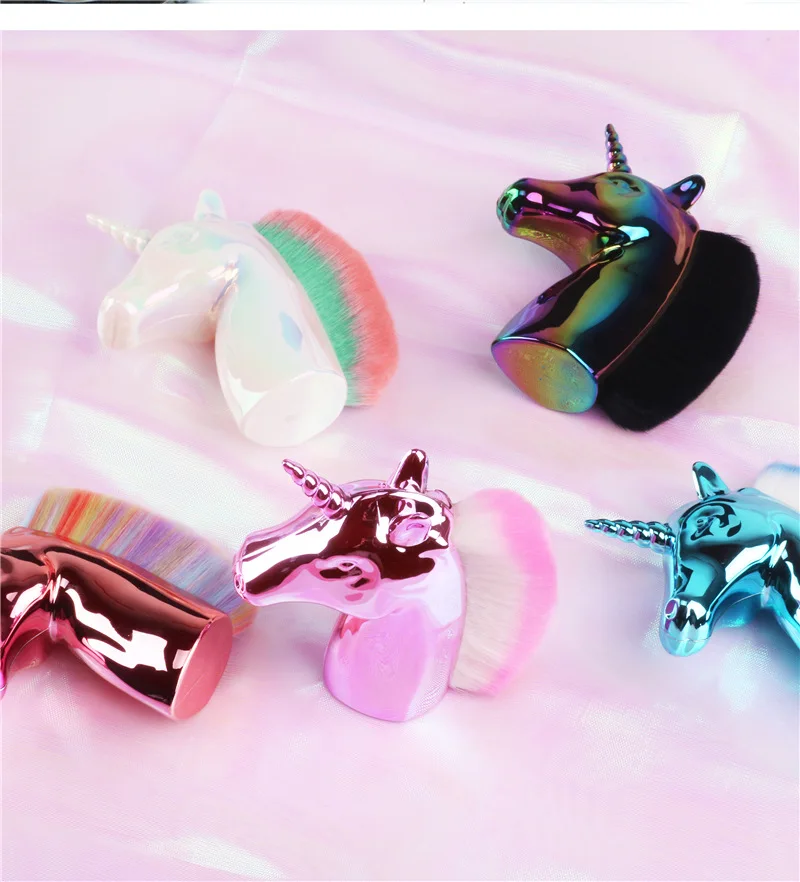 

New Unique Single Unicorn Makeup Brushes Rainbow Synthetic Hair Blush Brush Powder Brush Cosmetic Face Beauty Tools