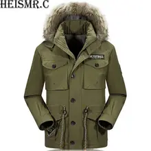 Новинка года Для мужчин; зимняя куртка Для мужчин бренда бархатной подкладке Повседневное с капюшоном меховой воротник теплый флис Мужские парки холодной зимы Верхняя одежда hk58