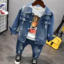 Комплект одежды для маленьких мальчиков, джинсовый топ для маленьких мальчиков+ футболка в стиле пэчворк+ джинсы, комплект одежды, детская одежда для мальчиков 2-6 лет