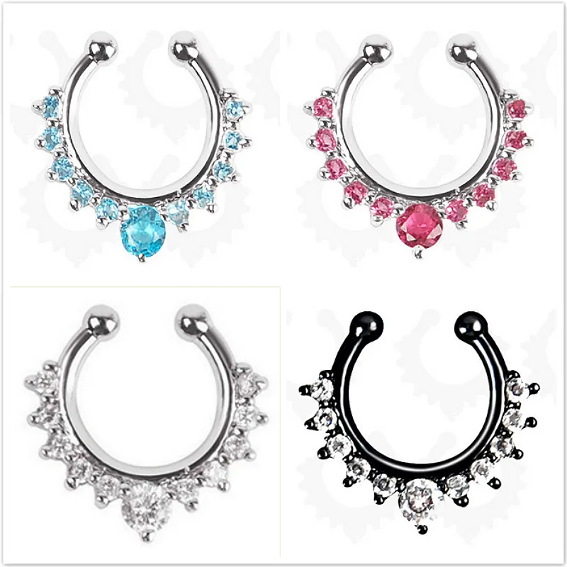 

New Alloy Hoop Nose Ring Nose Piercing Fake Piercing Septum Clicker Numbers Hanger for Women Body Jewelry