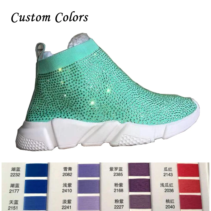 Custom Colors Crystals Sock Boots Sport Shoes Female Flat Stretchy Knitting Ankle Length Small Rhinestone All Over Sock Sneakers
Custom Colors Crystals Sock Boots Sport Shoes Female Flat Stretchy Knitting Ankle Length Small Rhinestone All Over Sock Sneakers