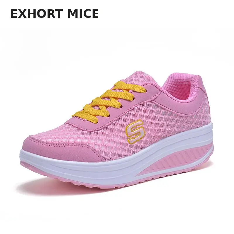 

Exhort Mice Height Increasing Shoes Women's Causal Sport Walking for Women Swing Wedges Breathable Sneakers air Mesh Platform