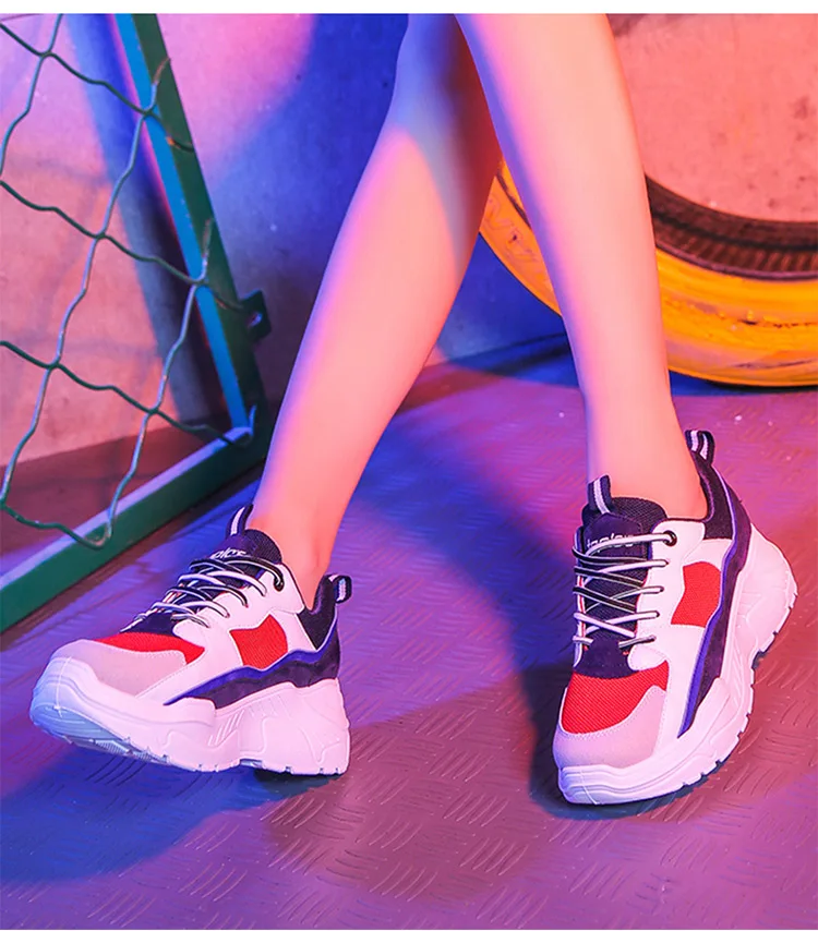 YIXIE/Женская обувь; Новинка года; женские кроссовки на массивном каблуке; Вулканизированная обувь; Повседневная модная обувь; кроссовки на платформе; Basket Femme Krasovki