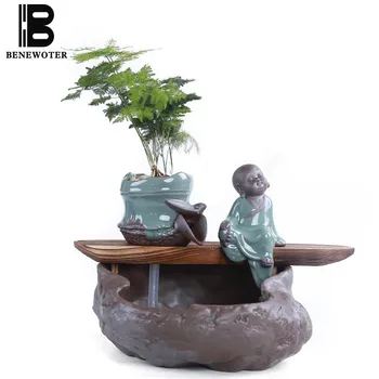 

110V-220V Creative Chinese Flowing Water Fountain Lucky Feng Shui Desktop Ornaments Ceramics Fish Tank Humidifier Atomizer Gifts