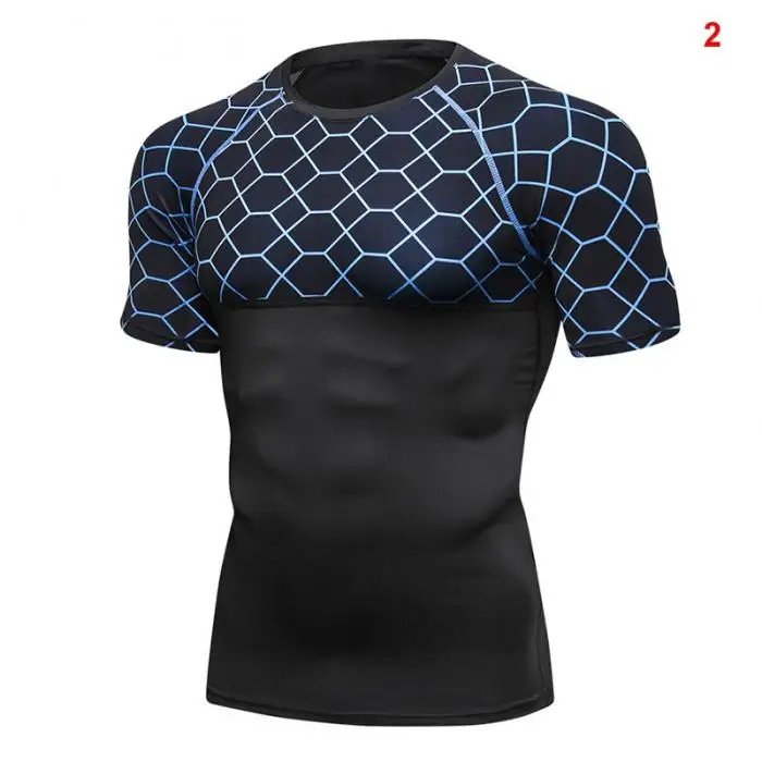 Новые мужские спортивные топы эластичная быстросохнущая плотная спортивная одежда с принтами для тренировок LMH66