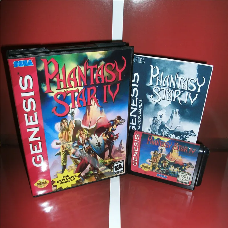 

Phantasy Star 4 US Cover with Box and Manual For Sega Megadrive Genesis Video Game Console 16 bit MD card