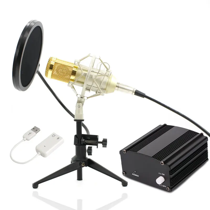 Full Set Metal Condenser Microphone Bm800 Bm 800 48v Phantom Power