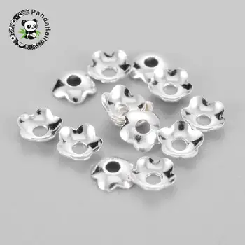 

Brass Bead Caps, Flower, Silver Color, Size: about 4mm in diameter, hole; 1.2mm