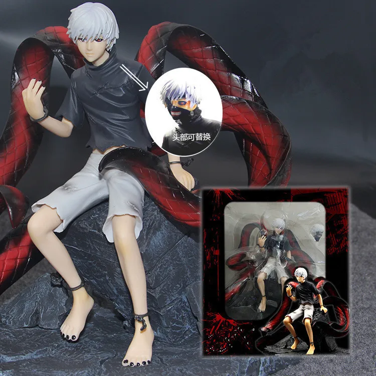 

Anime TOKYO GHOUL KEN KANEKI Head Changeable Collection PVC Statue Model Action Figure Toys