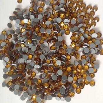

Free shipping !!!! SS 10 3mm with 1440 pcs each Topaz Hot fix rhinestone for wedding dress 2014