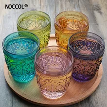 NOCCOL 5 colores tallados Flor de vidrio botella de agua taza de moda Vintage café leche vino cerveza whisky jarra vasos taza de beber