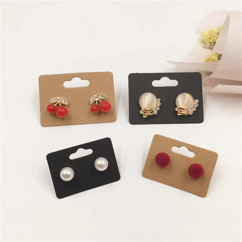 

400pcs/lot Paper Jewelry Earring card with 2 hole For Jewelry Display Card DIY Accessories Tags black white brown Hanging Labels