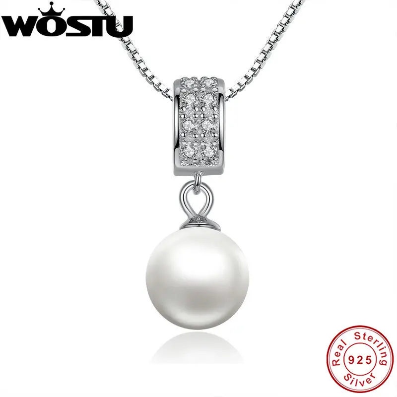 Image New Arrival 925 Sterling Silver Wedding Pendant Necklaces With Simulated Pearl for Women Female Jewelry Gift For Wife DXN030