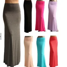 WBCTW falda mujer, высокая эластичная талия, весна-лето, 7XL размера плюс, со складками, выше талии, окаймленная, Минималистичная, трикотажная, длинная, макси, Женская юбка