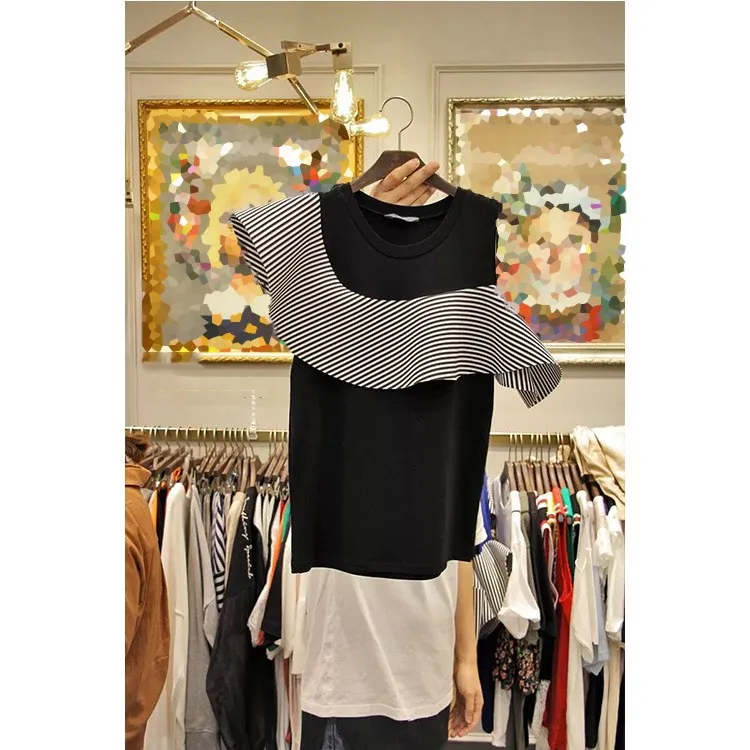 Women Autumn Casual Stripe O Neck Cotton Shirt main image 1