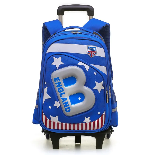 Kids 2/6 Wheels Removable Trolley Backpack Wheeled Bags Children School ...
