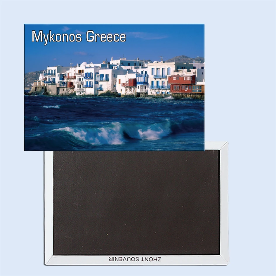 Mykonos_Cyclades_Islands_Greece магнитный холодильник прикрепленный с туристическими