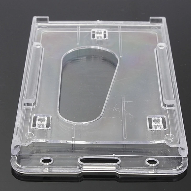 FGGS-1x Вертикальный жесткий Пластик значок держатель двойной карточки ID мульти прозрачный 10x6 см