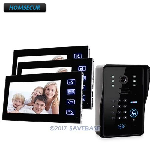 HOMSECUR New 7\ Video Door Phone System Touch Key Code Keypad Reomte RFID Fobs To Unlock