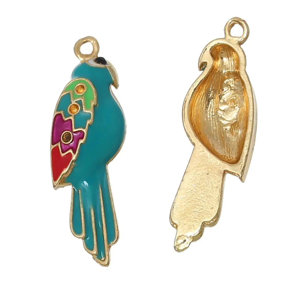 DoreenBeads подвески из цинкового сплава в виде попугая золотого цвета разноцветные