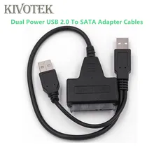 

KIVOTEK Dual Power USB 2.0 To 7 15 22pin SATA Adapter Cables For 2.5'' Ssd Hdd Hard Disk Drive Converter