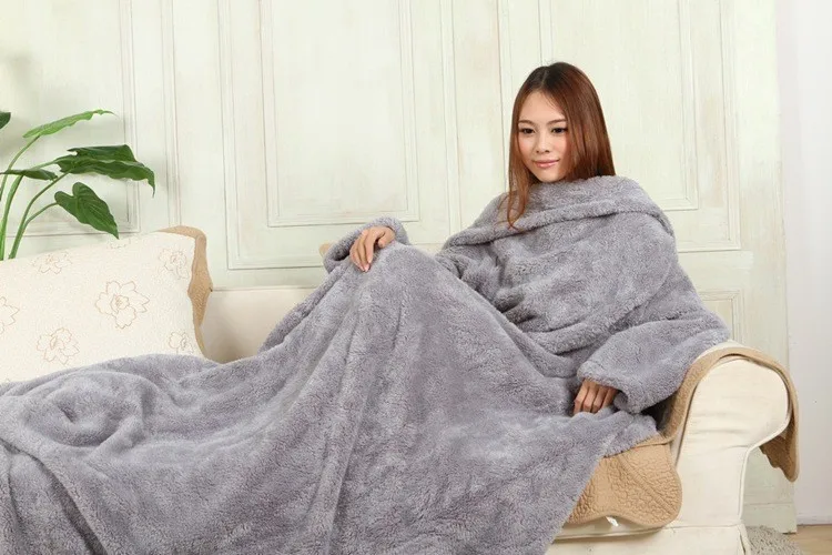 drop shipping Black Thicker Winter Warm Wearable Burgundy Snuggie