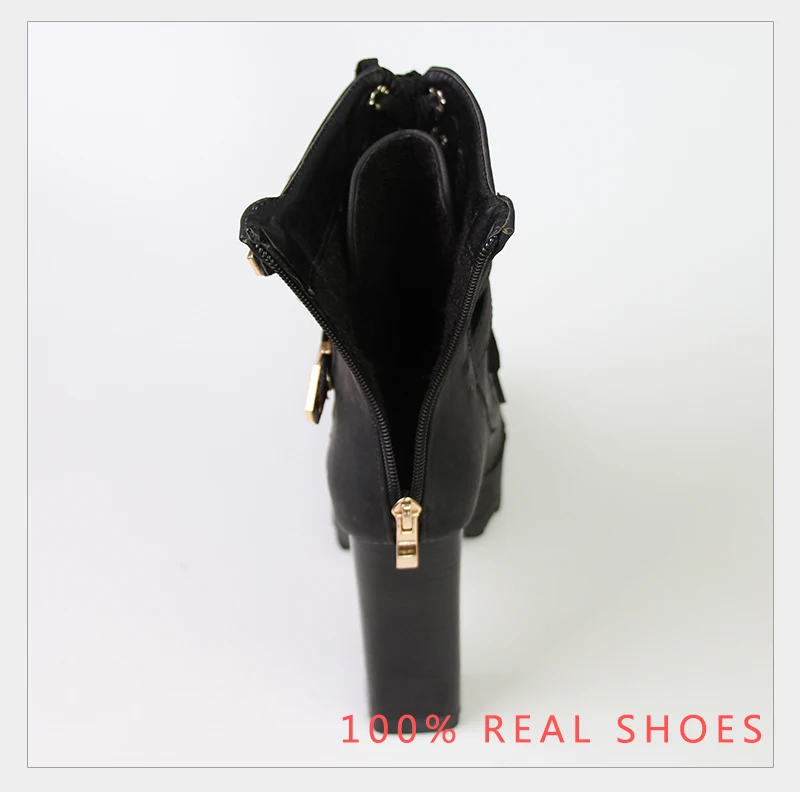 WETKISS/ г. Мотоботы очень большого размера плюс 33-48 зимние ботинки на платформе с пряжкой и ремешком на Высоком толстом каблуке Женская обувь