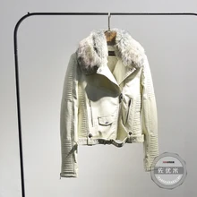 Распродажа пальто с поясом, куртка, Весенняя модная кожаная овечья шерсть, бархатная утепленная куртка с воротником для волос