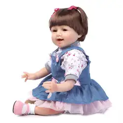 22 дюймов счастливым выражением виниловые куклы девушки 55 см силиконовые возрождается выполните Реалистичного Reborn Baby куклы и игрушки для