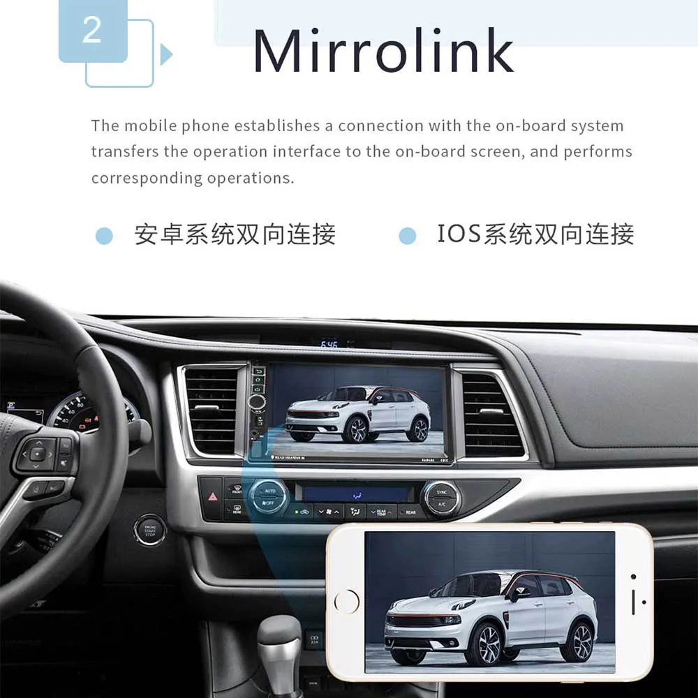 Автомагнитола Andriod Mirrorlink с GPS Wi Fi поддержкой камеры заднего вида 2 din FM TF USB